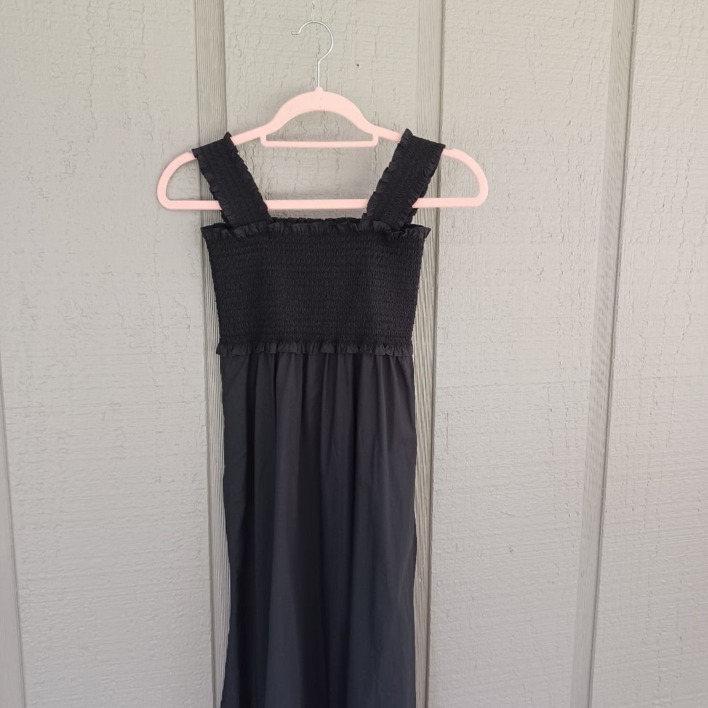 Rails Rumi Midi Dress Size XS Women Smocked Bodice Square Neck Sleeveless Black - Picture 6 of 12